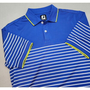 FJ‎ FootJoy Athletic Fit Blue Striped Golf Short Sleeve Polo Shirt Size S